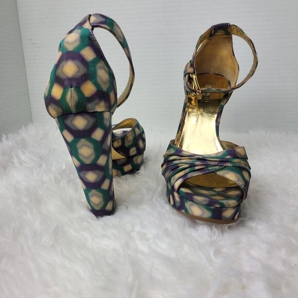 Miu Miu Multi-Color Patent Leather Platform Ankle Strap Sandals - Picture 6 of 9